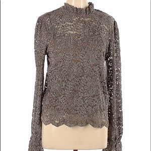 Woman’s Eri+Ali Brown Lace Top Size Large